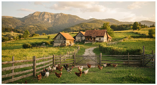 Koke u slobodnom uzgoju ispred planinske farme Kokošija dolina